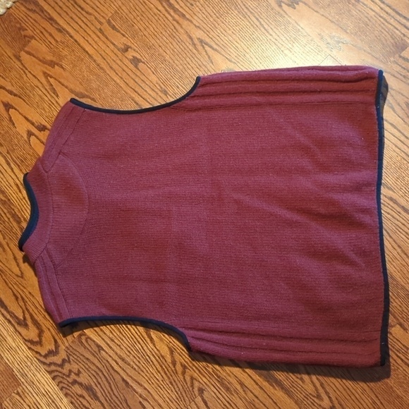 The Territory Ahead Maroon Brick Red WOOL 1/4 ZIP Gorpcore Sweater VEST Sz L - Picture 7 of 10